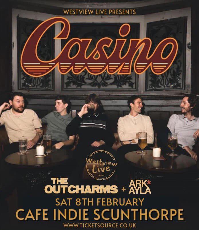 theoutcharms's tweet photo. Made up to be joining @Casino_band_ and @Arkaylaband in Scunny next year for @westviewlive 🥳

Absolute heavyweight of a lineup to kick the new year off, get it in your diaries. UTC x

Tickets available here - https://t.co/d292EGf4yY https://t.co/jtkavxXq9m