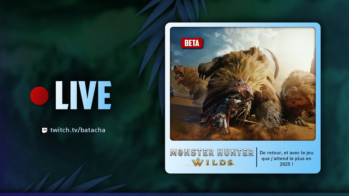 Batacha_'s tweet photo. 🔴LIVE : https://t.co/mmz313LTt9

Re ! Blabla rapide ensuite MONSTER HUNTER WILDS ! La bêta hein.

#Twitch #TwitchBE #TwitchFR #MonsterHunterWilds https://t.co/g0gf2lArMp