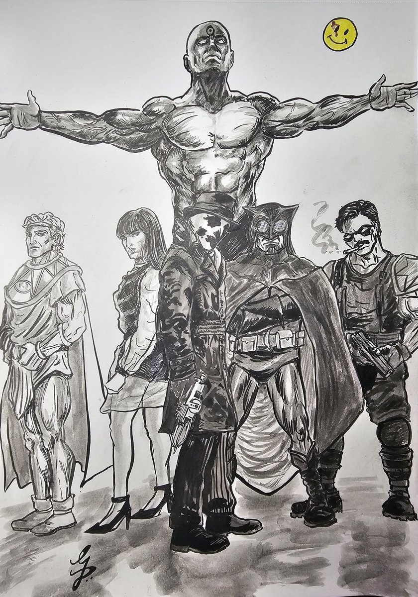 Day 31 - Landmark 

Alan Moore's Landmark Graphic Novel - Watchmen deconstructed the Superhero and represented them as flawed humans with faults, vices and moral conundrums that forced people to look at the ' funny books ' in a different way. 
#inktober #inktober2024 #watchmen