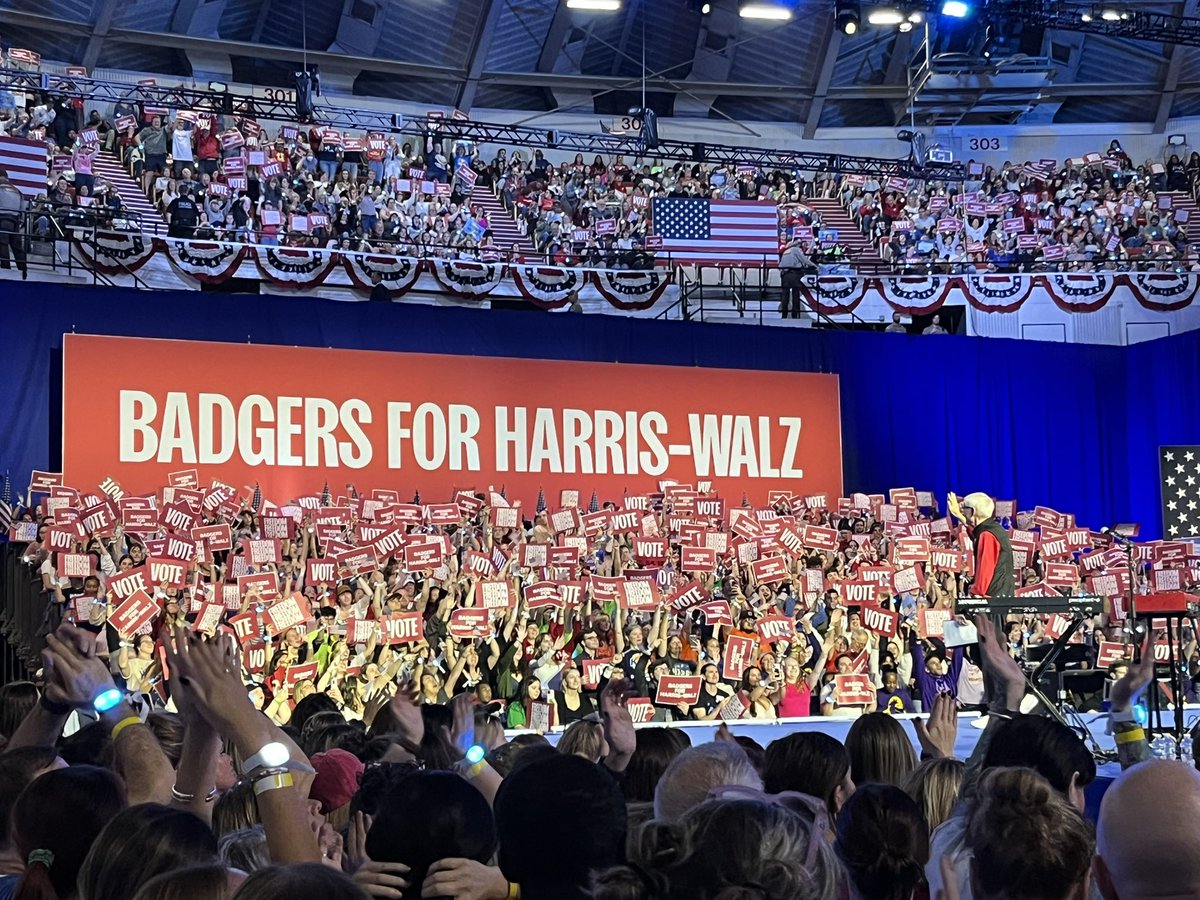 samevns's tweet photo. Had a blast at the Madison, WI Harris rally last night. Your vote matters! Make a plan and VOTE. Fellow Wisconsinites find out more about voting here https://t.co/AQRiWggjYZ @KamalaHarris @Tim_Walz https://t.co/GxDIVaXoZR
