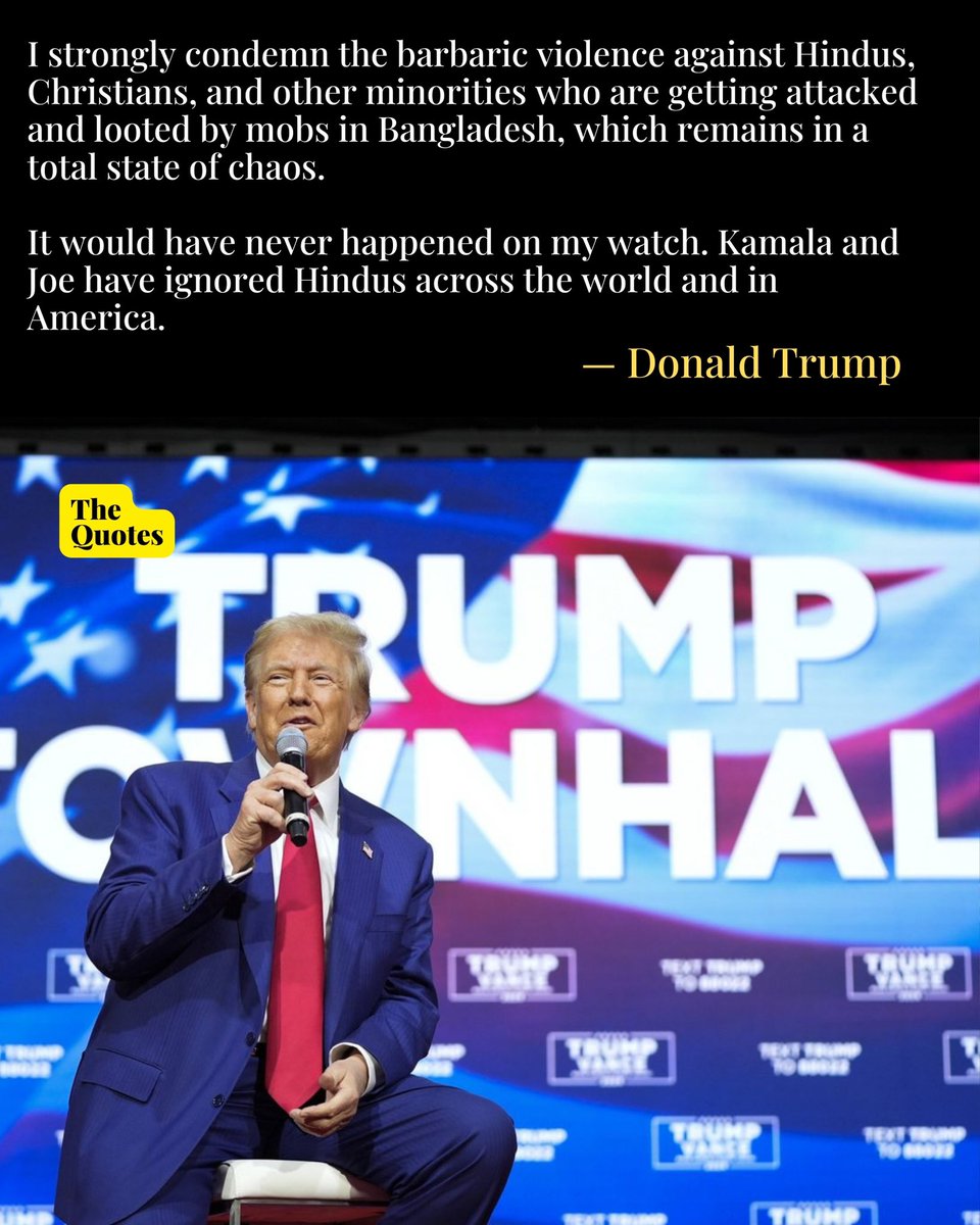 TheQuotesLive's tweet photo. Just In || On Thursday, Donald Trump extended Diwali greetings to Hindus worldwide, yet his message highlighted the plight of Hindus facing atrocities in Bangladesh.

#DonaldTrump #bangladeshiHindu #USElections2024 https://t.co/oYtUa34CJn