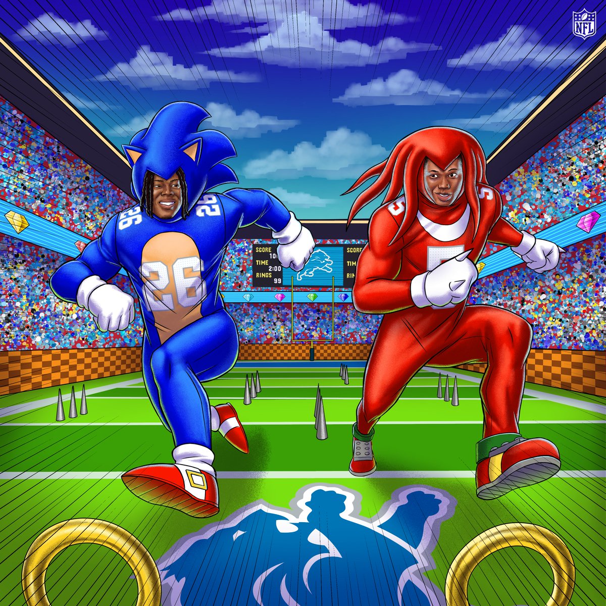 NFL's tweet photo. Happy Halloween from Sonic &amp; Knuckles 🔥 https://t.co/FIDLBYqhLO