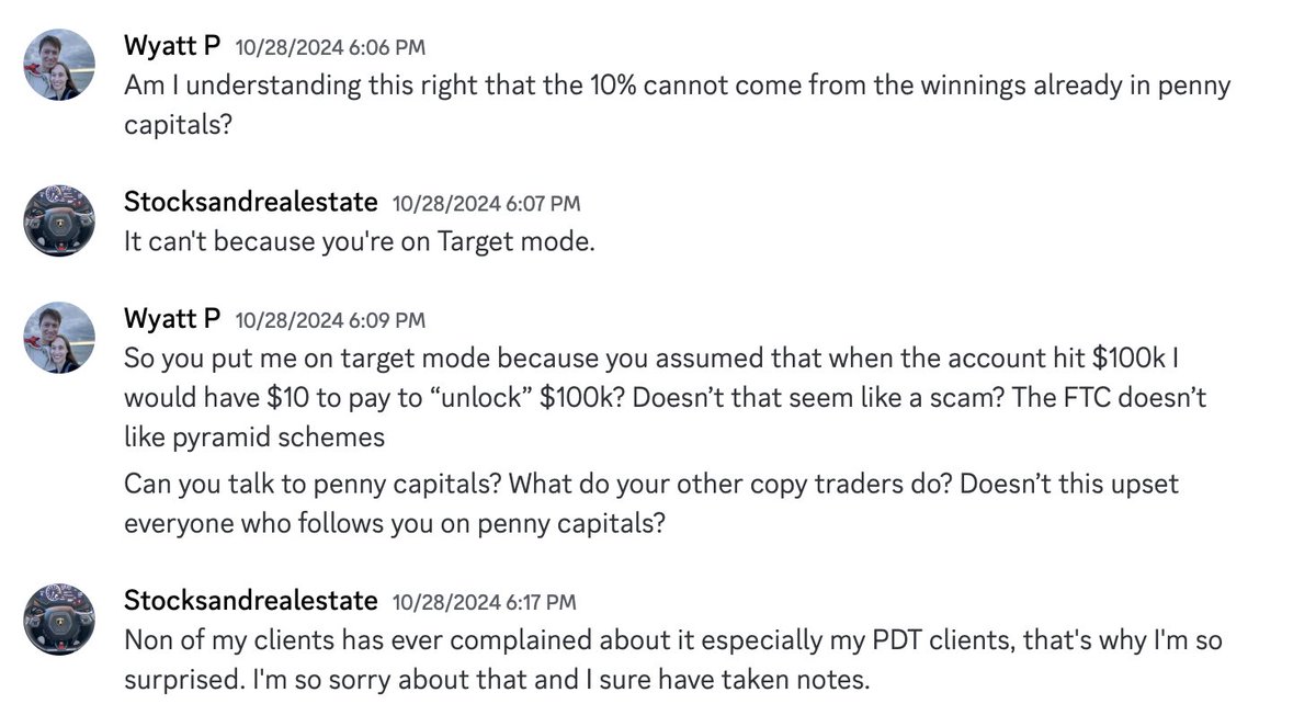 copperXminer's tweet photo. @stocksandreales https://t.co/uQTb3PROTZ
stocksandrealestate scammed me out of $27k in a ponzi scheme using https://t.co/hQ3bXNN12r
Do not copy trade or send him money!

He used his private discord to offer to copy trade for me. I slowly transferred $25000 where I got daily reports of fake return https://t.co/s8fM4IorGl