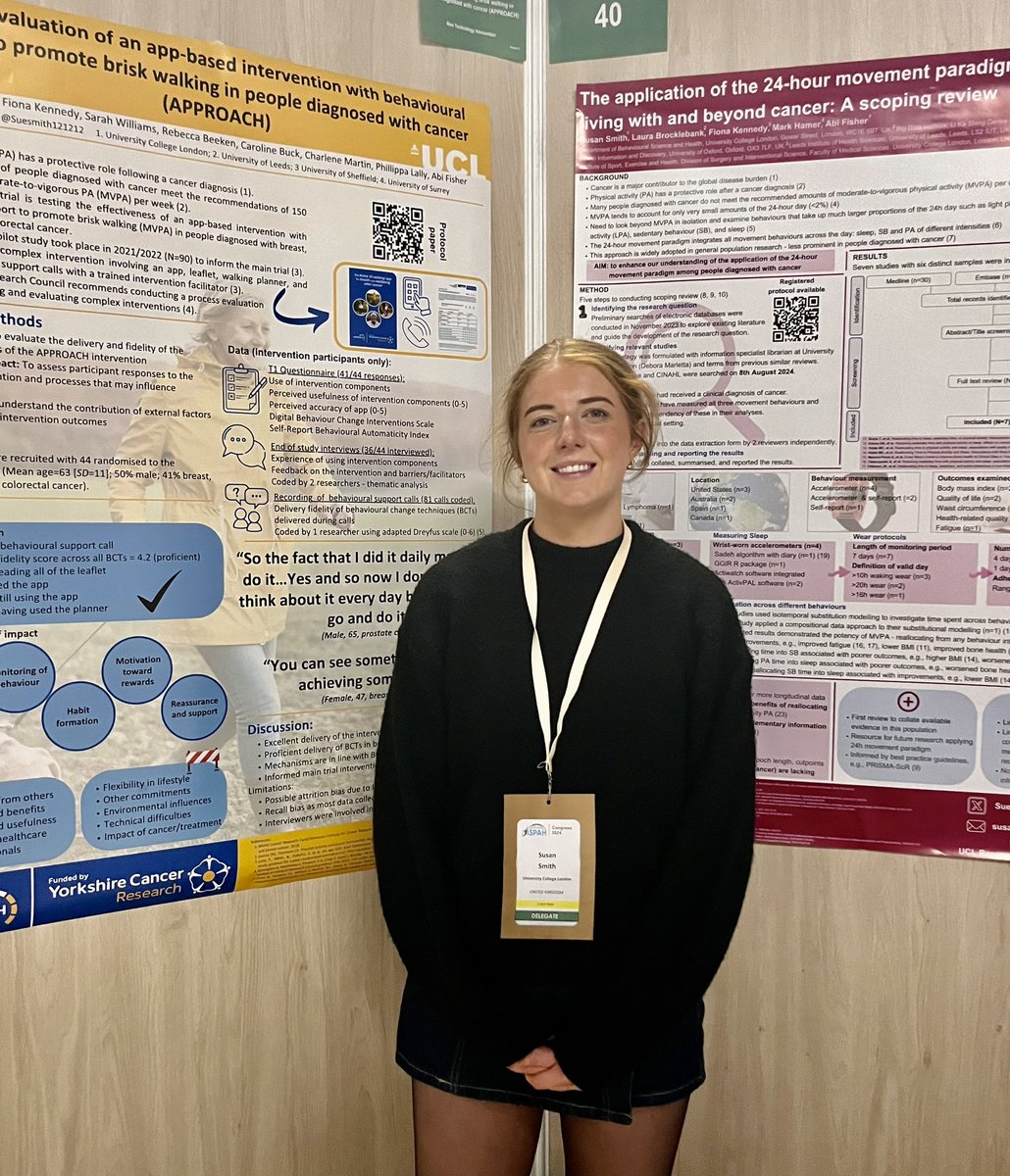 Sue Smith (@suesmith121212) on Twitter photo Delighted to have had the opportunity to present 2 posters, including my 1st PhD study -A scoping review of the application of the 24-hour movement paradigm in people diagnosed with cancer 🧠🗣️
#ISPAH2024
Funded by UCL-Research Excellence Scholarship
<a href="/UCL_IEHC/">UCL IEHC</a>
<a href="/UCL_BSH/">Behavioural Science & Health UCL</a>
<a href="/ucl/">UCL</a> Delighted to have had the opportunity to present 2 posters, including my 1st PhD study -A scoping review of the application of the 24-hour movement paradigm in people diagnosed with cancer 🧠🗣️
#ISPAH2024
Funded by UCL-Research Excellence Scholarship
<a href="/UCL_IEHC/">UCL IEHC</a>
<a href="/UCL_BSH/">Behavioural Science & Health UCL</a>
<a href="/ucl/">UCL</a>