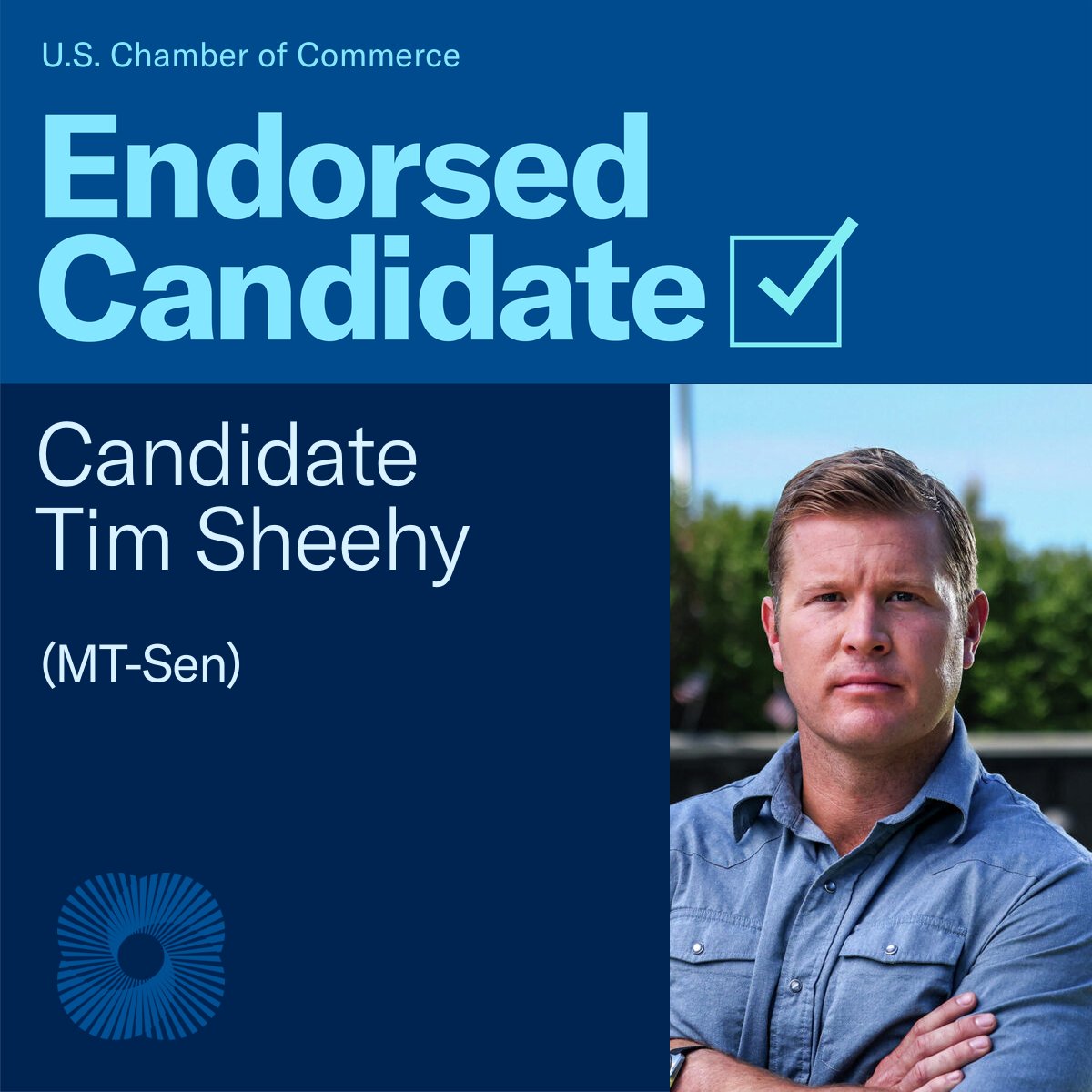 USChamberAction's tweet image. The @USChamber endorses #TimSheehy @SheehyforMT for U.S. Senate in Montana. 

Read more: 
uschamber.com/improving-gove…