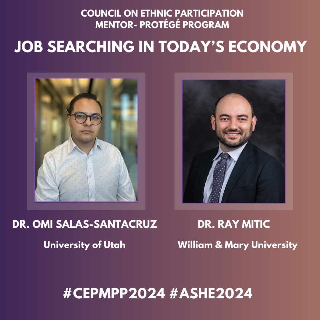 ASHE CEP_MPP (@cep_mpp) on Twitter photo It's a new day! Which means we're announcing more speakers!
We are excited to have <a href="/omiwhynot/">Omi Salas-SantaCruz, Ph.D.</a> and <a href="/DrRMitic/">Ray Mitic (he/him/his)</a> share their wisdom and lead participants in a discussion about preparing for and navigating the job search! Be sure to tune in!
#ASHE2024 #CEPMPP2024 It's a new day! Which means we're announcing more speakers!
We are excited to have <a href="/omiwhynot/">Omi Salas-SantaCruz, Ph.D.</a> and <a href="/DrRMitic/">Ray Mitic (he/him/his)</a> share their wisdom and lead participants in a discussion about preparing for and navigating the job search! Be sure to tune in!
#ASHE2024 #CEPMPP2024