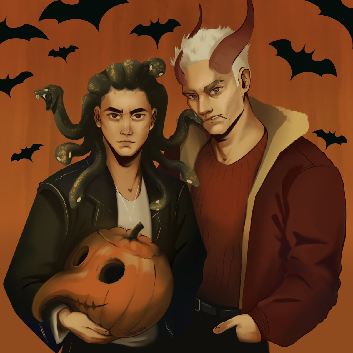 KyleMelsZombie's tweet photo. Хэллувин йей!🎃
Такие вот Алтан Гаргон и Вадим Дракон :з
#золотаячешуя #мгчд https://t.co/X3oFI2dAvR