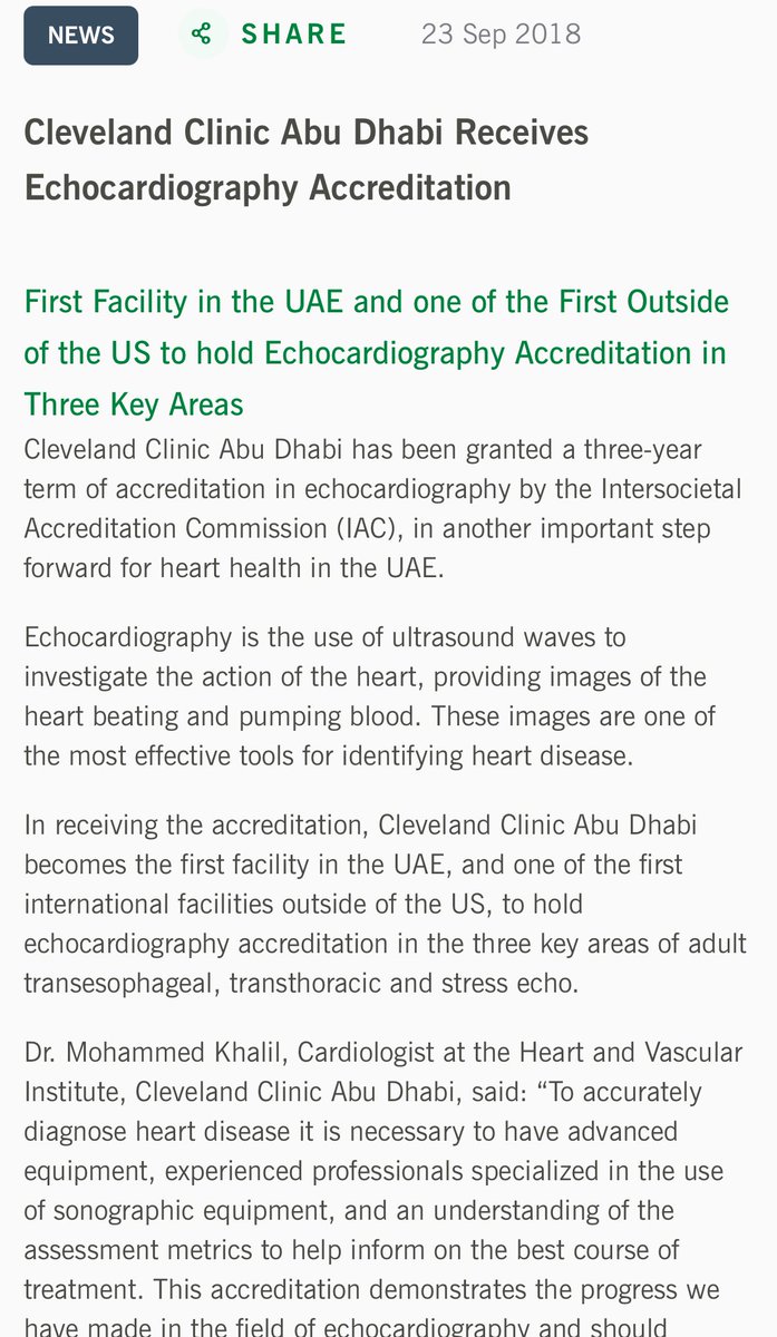 Aiman Smer (@aimansmer) on Twitter photo ✨First Facility in 🇦🇪 & one of the First Outside 🇺🇸 to hold Echocardiography Accreditation!
Proud to share that our Echo Lab at <a href="/CCAD/">Cleveland Clinic Abu Dhabi</a> has been awarded <a href="/IACaccred/">IAC | Intersocietal Accreditation Commission</a> for the 3rd time since 2018!
This recognizes our commitment to excellence in Patient Care!
#Cardiology #EchoLab ✨First Facility in 🇦🇪 & one of the First Outside 🇺🇸 to hold Echocardiography Accreditation!
Proud to share that our Echo Lab at <a href="/CCAD/">Cleveland Clinic Abu Dhabi</a> has been awarded <a href="/IACaccred/">IAC | Intersocietal Accreditation Commission</a> for the 3rd time since 2018!
This recognizes our commitment to excellence in Patient Care!
#Cardiology #EchoLab