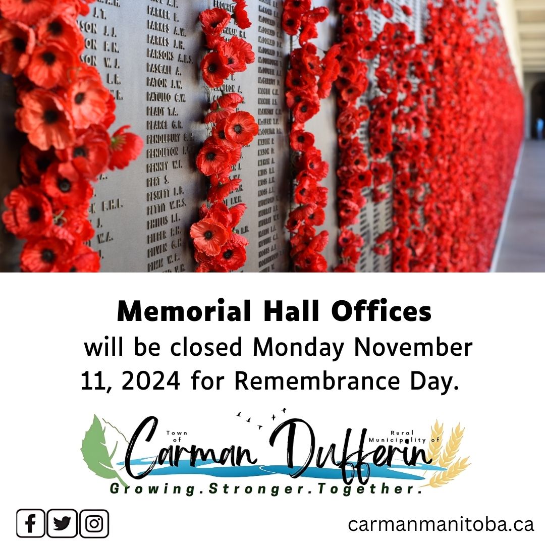 Memorial Hall Closure Notice!
In honor of Remembrance Day, Memorial Hall offices will be closed on Monday, November 11, 2024. Let’s take a moment to reflect and remember those who served and sacrificed for our freedom.
We will reopen on Tuesday, November 12.
