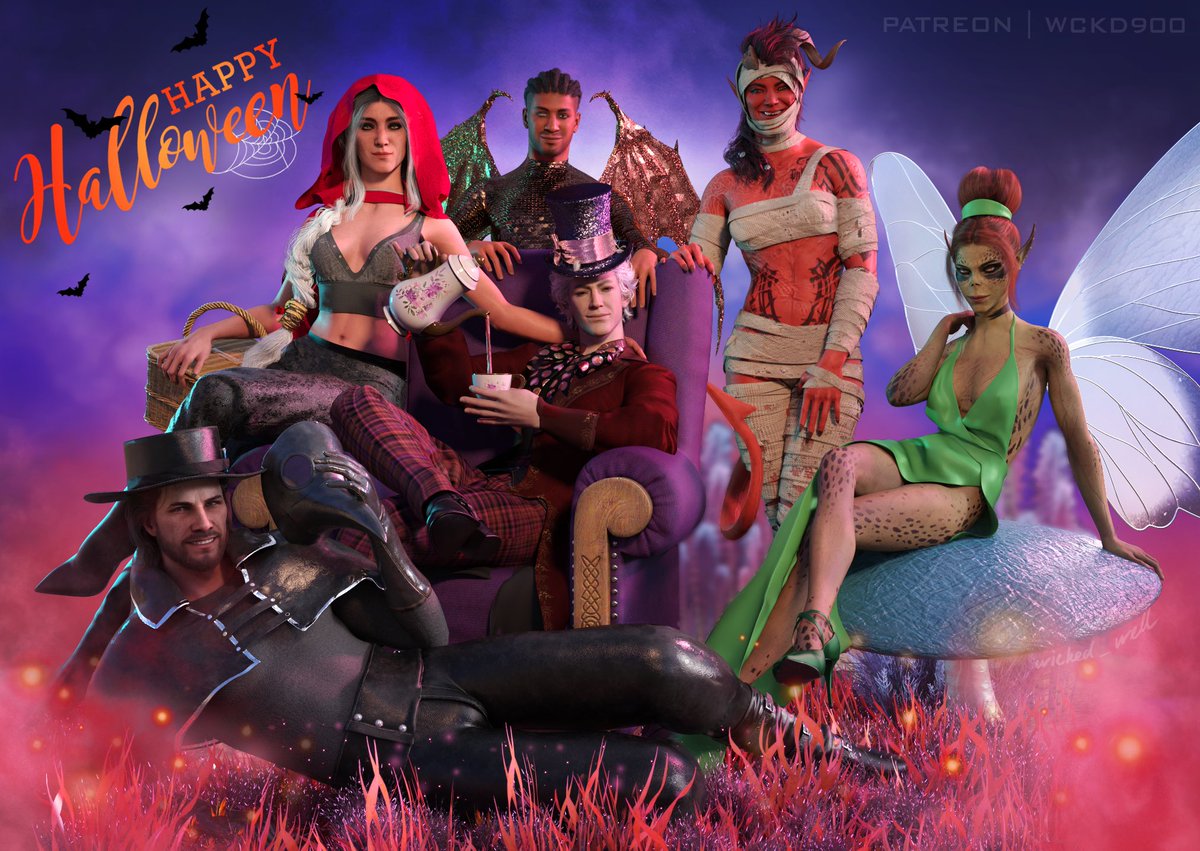 wckd900's tweet photo. Happy Halloween! 🎃 

#HalloweenIcons #BaldursGate3 #baldursgate3fanart #Bg3 #Astarion #Wyll #Shadowheart #Karlach #Laezel #GaleDekarios #halloween2024 #HappyHalloween https://t.co/ubQ8klyk7p