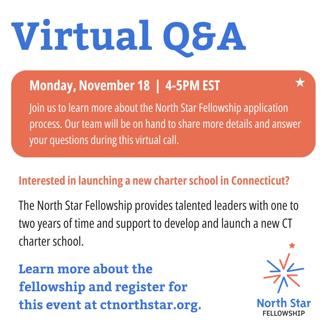 Join us for a Virtual Q&amp;A on Mon, November 18 from 4-5PM to learn more about the North Star Fellowship application process! Our team answer your questions and share more about the fellowship experience. REGISTER: tfaforms.com/5153488