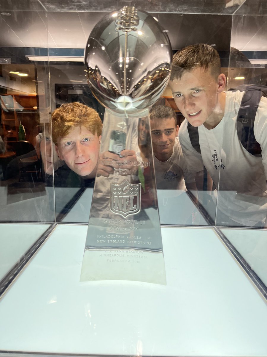 The real Super Bowl trophy in the huge Eagles locker room !