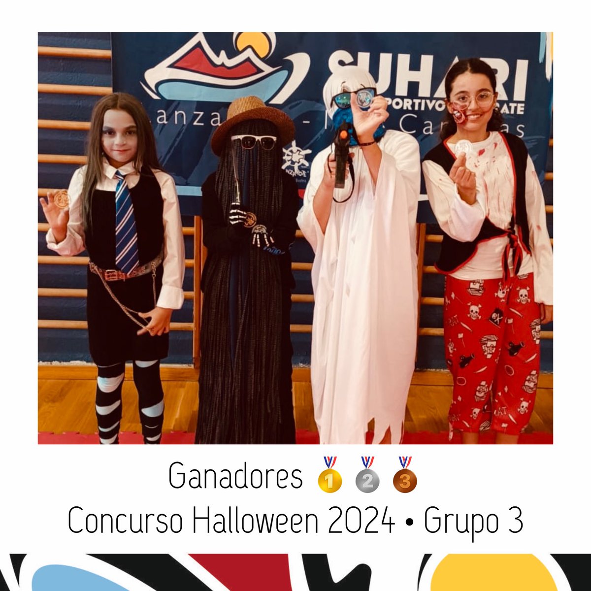 Suharikarate's tweet photo. 🥳 Ganadores del concurso de Halloween 🎃 2024.

👉 G1
1⁰ Héctor F.
2⁰ Delia U.
3⁰ Gabriel S.

👉G2
1⁰ Alejandro y David M.
2⁰ Martina R.
3⁰ Alba R. y Jimena J.

👉G3
1⁰ Kabir M.
2⁰ Kiva T.
3⁰ Irina C. y Asier V.

#karate #suharikarate https://t.co/cdjw5HbxB3