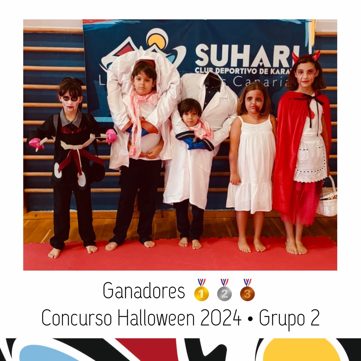 Suharikarate's tweet photo. 🥳 Ganadores del concurso de Halloween 🎃 2024.

👉 G1
1⁰ Héctor F.
2⁰ Delia U.
3⁰ Gabriel S.

👉G2
1⁰ Alejandro y David M.
2⁰ Martina R.
3⁰ Alba R. y Jimena J.

👉G3
1⁰ Kabir M.
2⁰ Kiva T.
3⁰ Irina C. y Asier V.

#karate #suharikarate https://t.co/cdjw5HbxB3