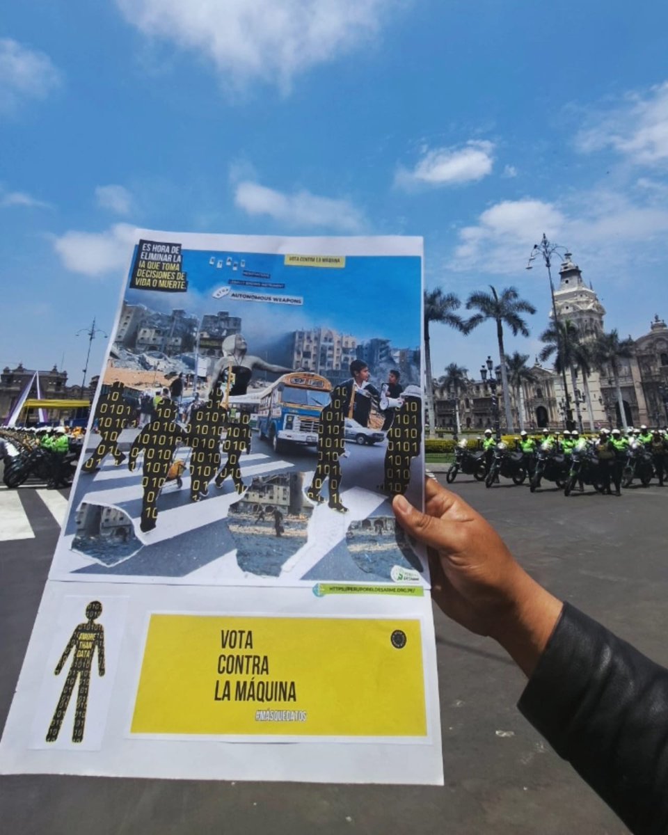 Peru_desarme's tweet photo. En la última semana del #FirstCommittee en #UNGA79:
Exigimos liderazgo y coherencia, y pedimos a los países que actúen proactivamente para lograr el inicio de negociaciones de un instrumento legal sobre armas autónomas este año.
#VoteAgainstTheMachine
#MoreThanData https://t.co/I5BmSgET5E