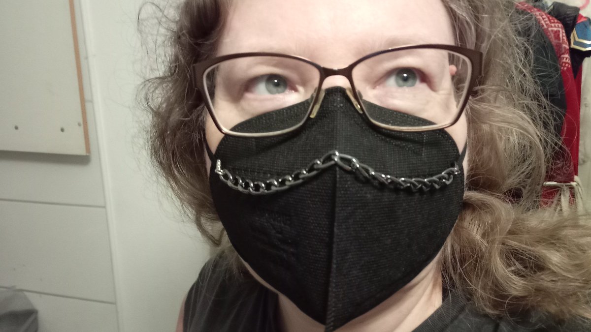 This is probably as punk as I'll ever get, but I think it says, "Not sick, lifestyle choice, eff off," pretty clearly.

Tempted to go back for the little spike stickers the craft store also sold...