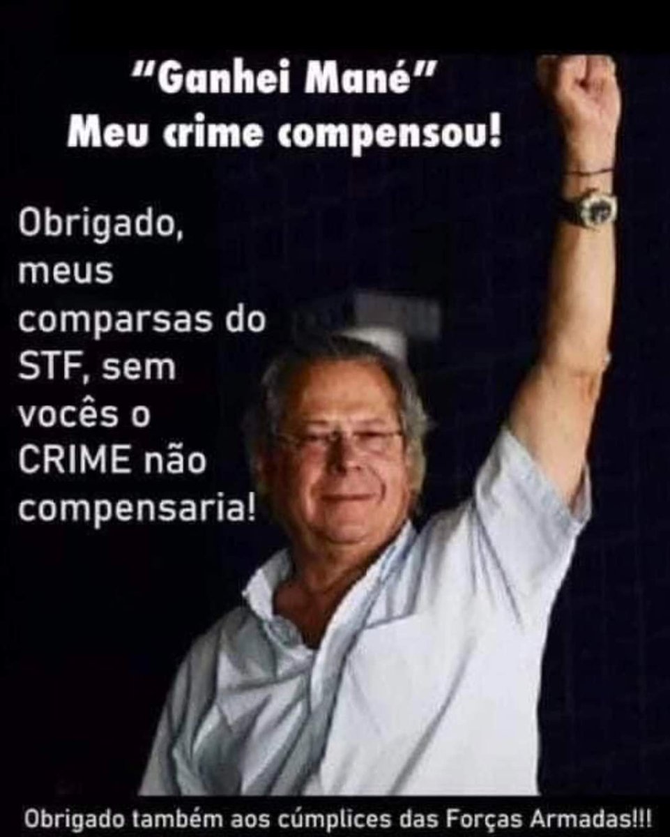 O Brasil está de parabéns!!!
Está pior que o Titanic... Vai rachar e afundar em menos tempo que imaginamos.
#PTPartidoDeTraficantes
#ZeDirceuChefeDaFacçao 
#STFVergonhaMundial