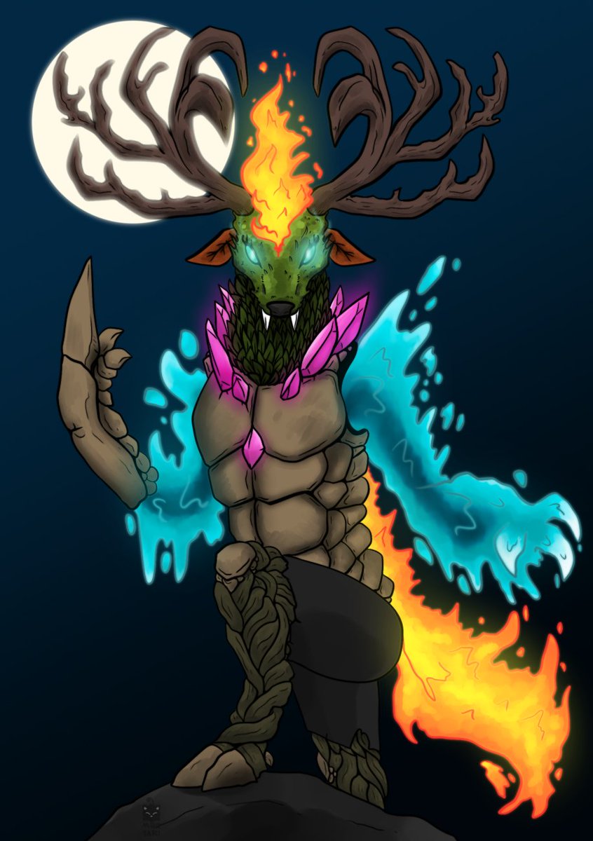 #Weretober2024 last prompt is Elemental! 

There's no use fighting something which has no true form. It will just reconstitute itself before tearing you down  

Don't say "pants on fire" to it though, it will cry