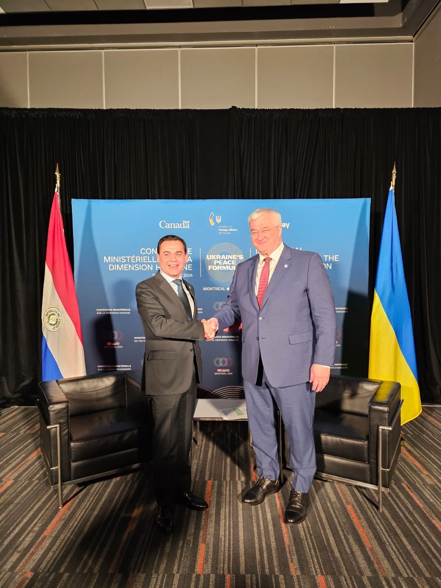andrii_sybiha's tweet photo. Had a productive meeting with Paraguay's Foreign Minister, @rramirezlezcano. I informed him about the situation on the frontline and humanitarian challenges for Ukrainian people. I thanked the Minister for participating in the Ministerial Conference and invited to visit Kyiv https://t.co/HCbjHds2Zd