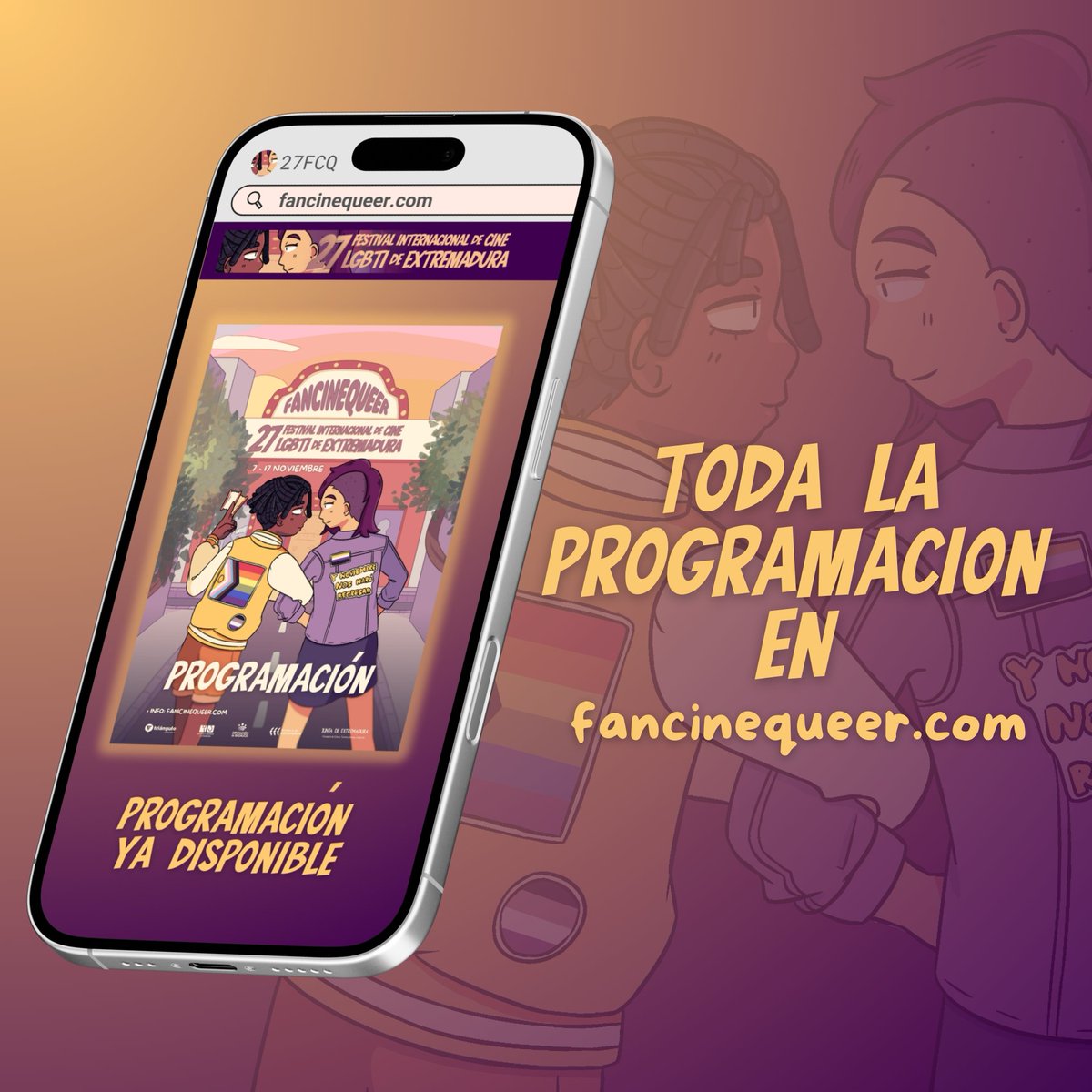 FestCineQueer's tweet photo. #27FCQ  Ya tienes disponible la programación completa de la 27 edición de FanCineQueer 

🎬 La selección audiovisual incluye 23 cortometrajes (18 de ficción y 5 documentales) y 11 largometrajes (8 de ficción y 3 documentales)

Entra en: https://t.co/mE3iWKWzWx y descárgatela 💖🏳️‍🌈 https://t.co/A8JNTvSKIP