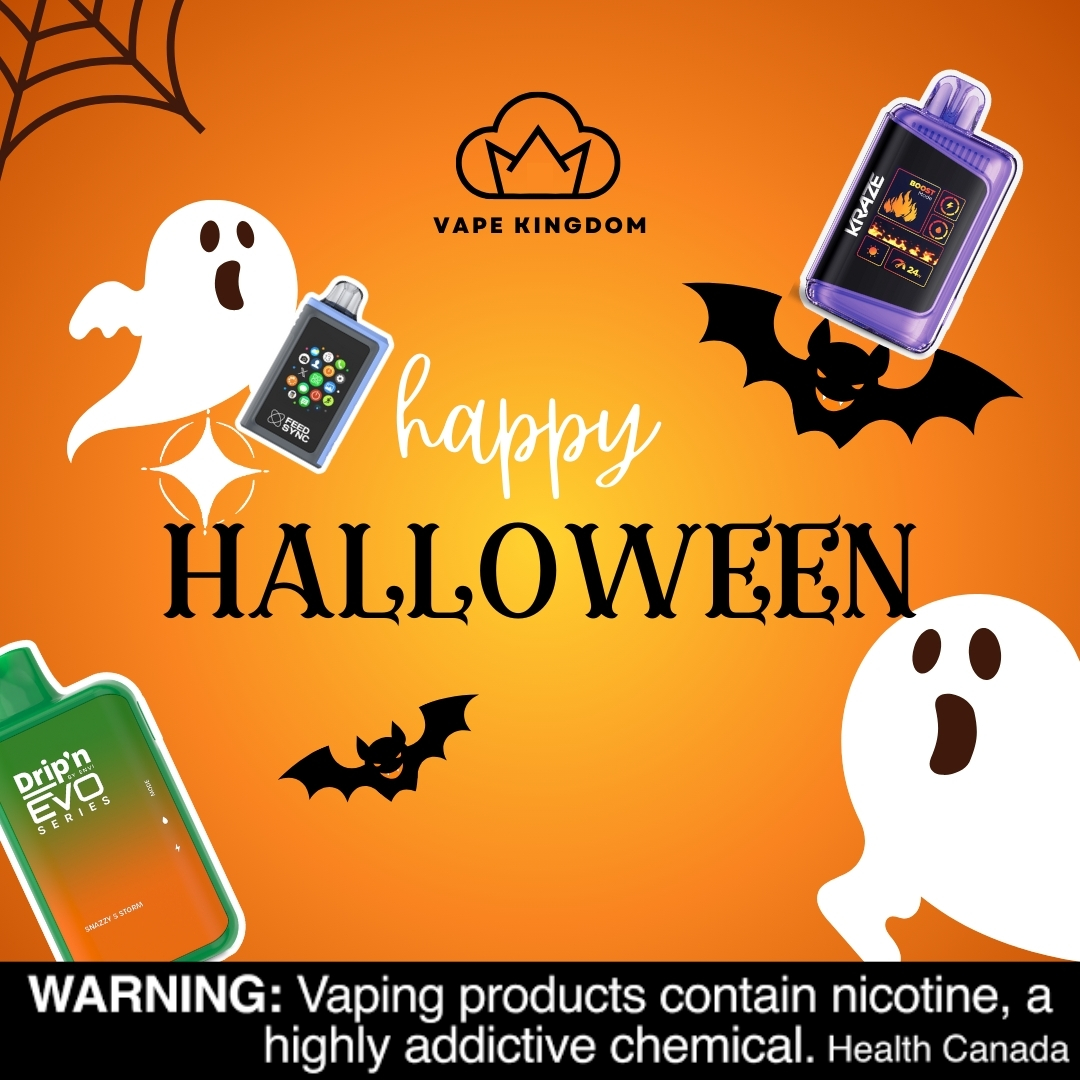 VapeKingdomCa's tweet photo. 🎃👻 Happy Halloween from the Vape Kingdom!

May your night be filled with spooky fun, sweet treats, and a little magic! 🌙🦇 

🕸️Shop now at https://t.co/HWSpzsNlGY

#HappyHalloween  #HalloweenVibes #TrickOrTreat #vapekingdom #vapeonline #disposables #vape #vapecanada https://t.co/S4J7bnoWAU