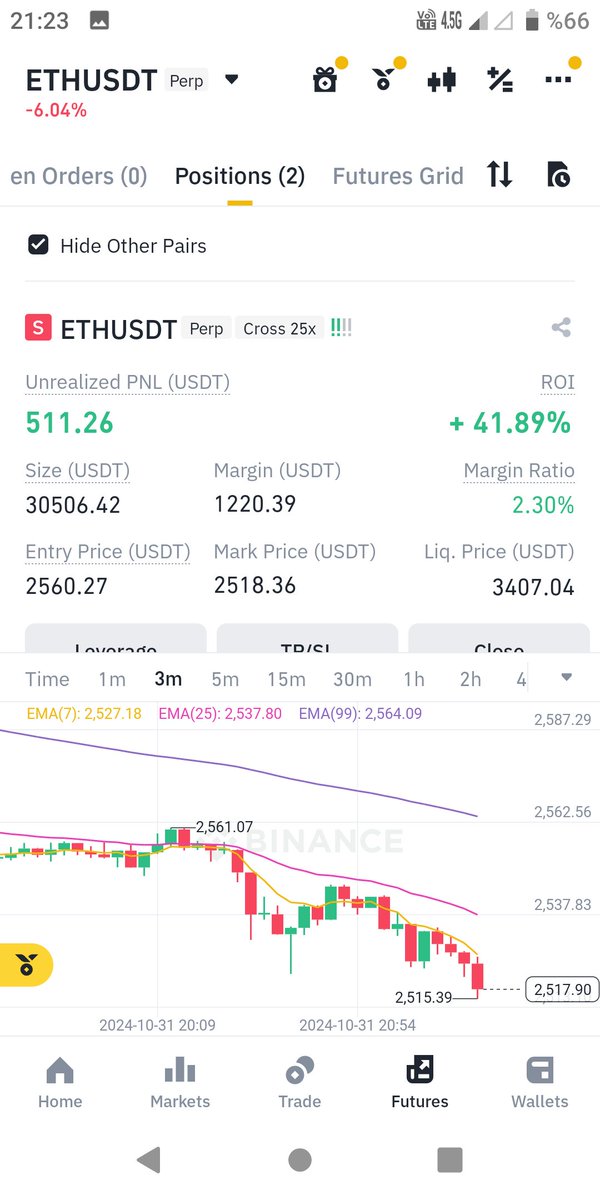 #eth kapattım btc devam