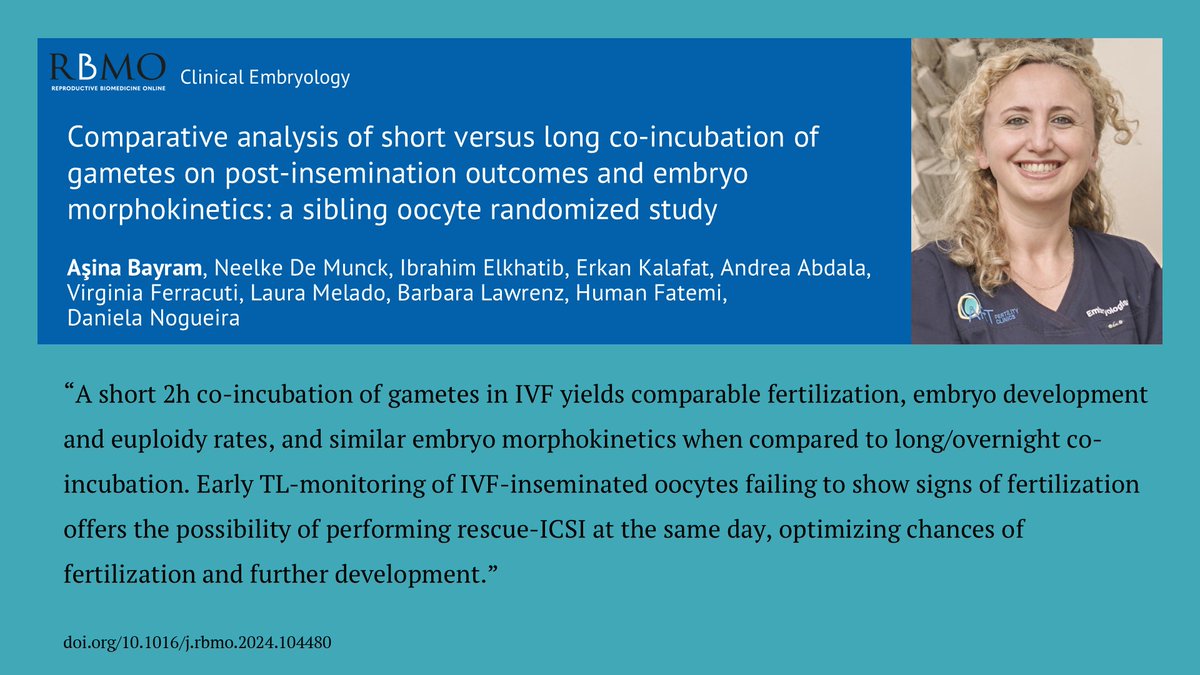 Reproductive BioMedicine Online (@rbmonline) on Twitter photo This new article highlights that a short co-incubation period can be a viable and safe option in IVF, facilitating efficient monitoring of early morphokinetic events without compromising embryo outcomes.
 doi.org/10.1016/j.rbmo… This new article highlights that a short co-incubation period can be a viable and safe option in IVF, facilitating efficient monitoring of early morphokinetic events without compromising embryo outcomes.
 doi.org/10.1016/j.rbmo…