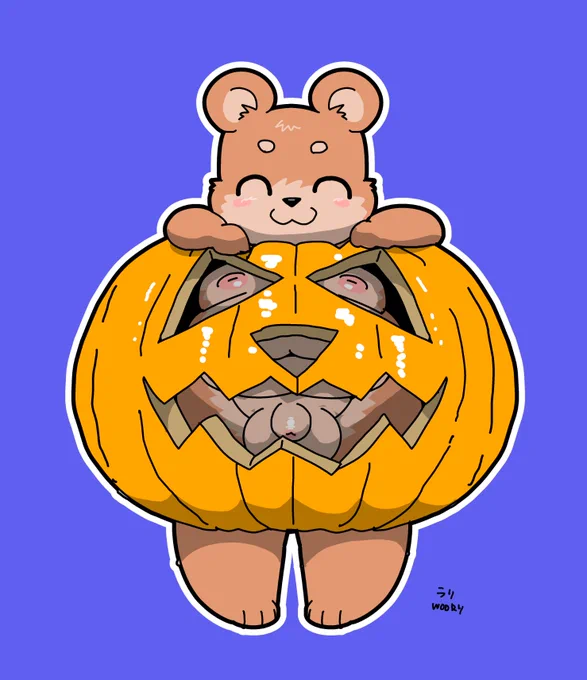 ハロウィーン終わってから書きました カボチャくまくん