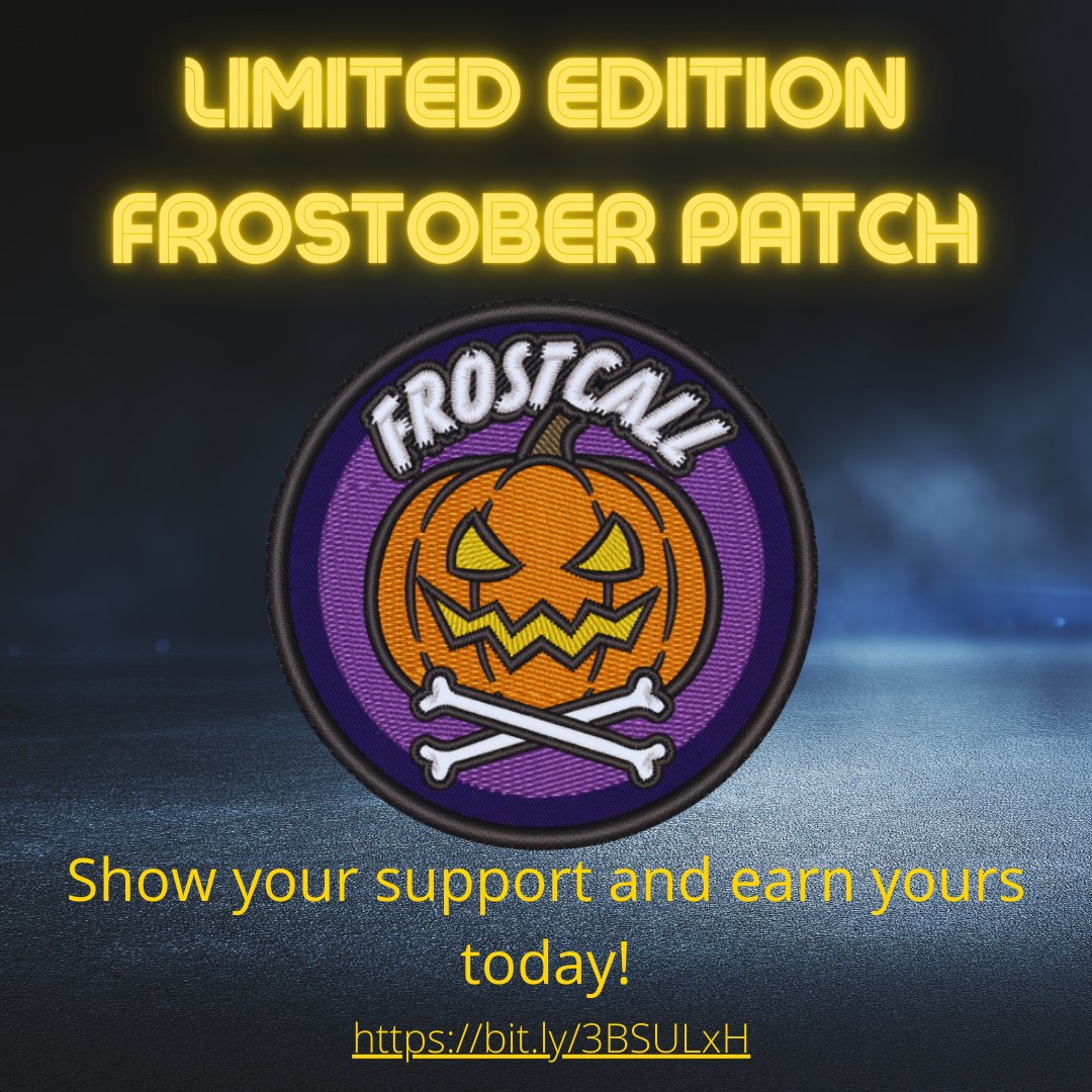 Happy Halloween from Frost Call! Donate at least $25 to get this limited edition patch at funraise.org/give/Frost-Cal…. This is also reminder that our Hallo-stream (embrace the cringe!!) is tonight at 7pm at twitch.tv/frostcallgaming. Stay Spooky!