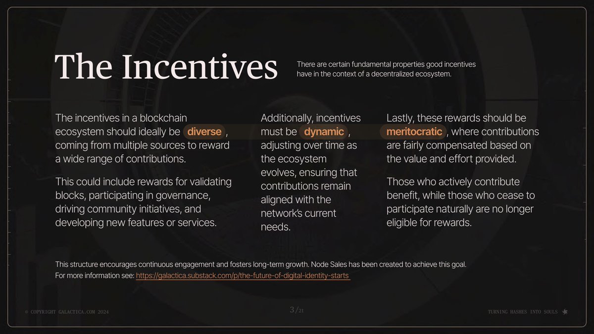 Boost your Node sale earnings with Diverse, Dynamic, Meritocratic  Incentives Galactica rewards meaningful action: diverse incentives evolve  with the network, rewarding those who build and contribute. Ensuring a  balanced and sustainable ecosystem