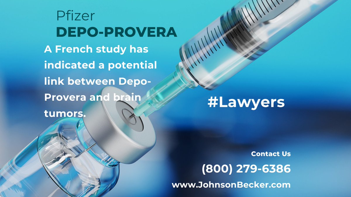 JohnsonBecker's tweet photo. Pfizer's Depo-Provera and Brain Tumors Potentially Linked. Please feel free to contact an attorney from Johnson//Becker if you have questions about a lawsuit.
https://t.co/OaXHM8NZ3v
#Attorney #Lawyer #DepoShot https://t.co/IFZVi1chg1