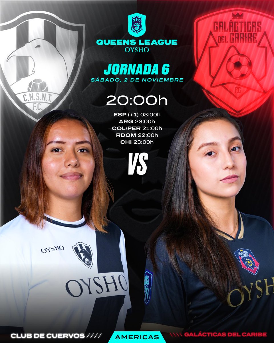 queensleague_mx's tweet photo. 🐦‍⬛ @ClubDeCuervos 🆚 @GalacticosDelCa 💪🏼

📆 Sábado 2 a las 20h 🇲🇽

#QueensLeague #Oysho https://t.co/Pfmd197hig
