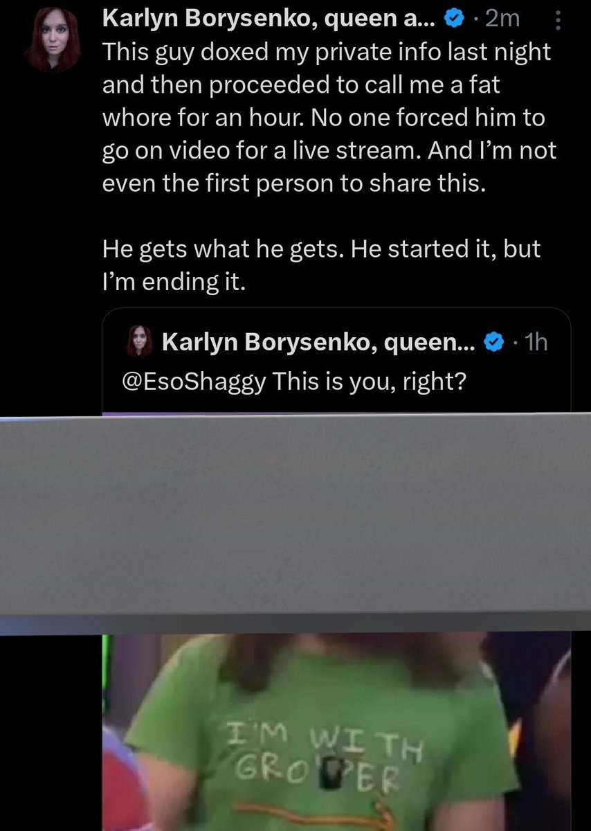 EsoShaggy's tweet photo. Karlyn Borysenko is CRASHING OUT, threatening to "DOX" &amp; "END" me!

Why? Cause I pointed out Mrs Piggie cheated on her husband &amp; I posted the email she herself publicly listed.

In return, she's harassing random people &amp; trying to ruin my life over a minor argument! https://t.co/0xHSLZxAdX