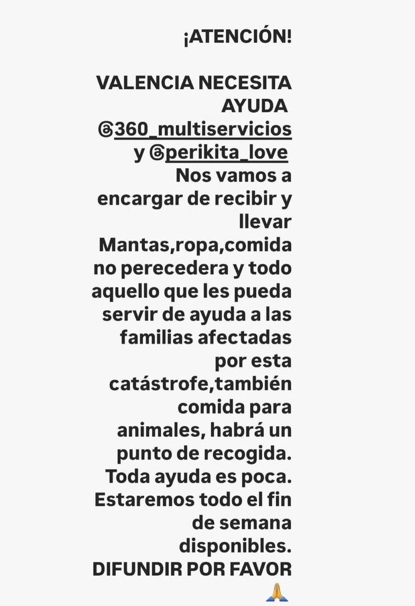 uvedevir's tweet photo. ‼️🔴Para la gente que desde MÁLAGA quiera y pueda ayudar a los afectados de Valencia. Van a estar todo el finde por las mañanas recogiendo productos y enseres de primera necesidad. Toda la info y el punto de recogida en las fotos 👇🏼👇🏼

DIFUNDAN 🙏🏼🙏🏼 #valencia #dana #INUNDACIÓN https://t.co/U7XkagZZ5E