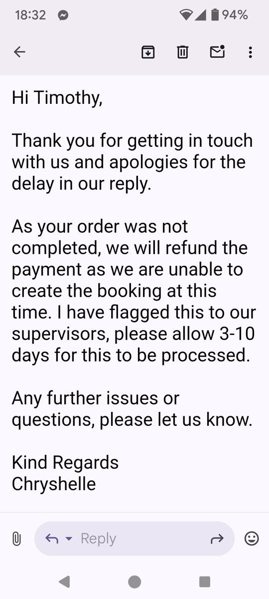 timbo__12's tweet photo. Absolutely furious with @RoundhouseLDN - 3 weeks of hard chasing  to get a reply and this is what I received. A "glitch in their system" - So now I have an extremely disappointed partner, stand to lose a lot of expense on travel and a hotel, and her birthday plans in tatters 😔🙃 https://t.co/zycEuTyXs2