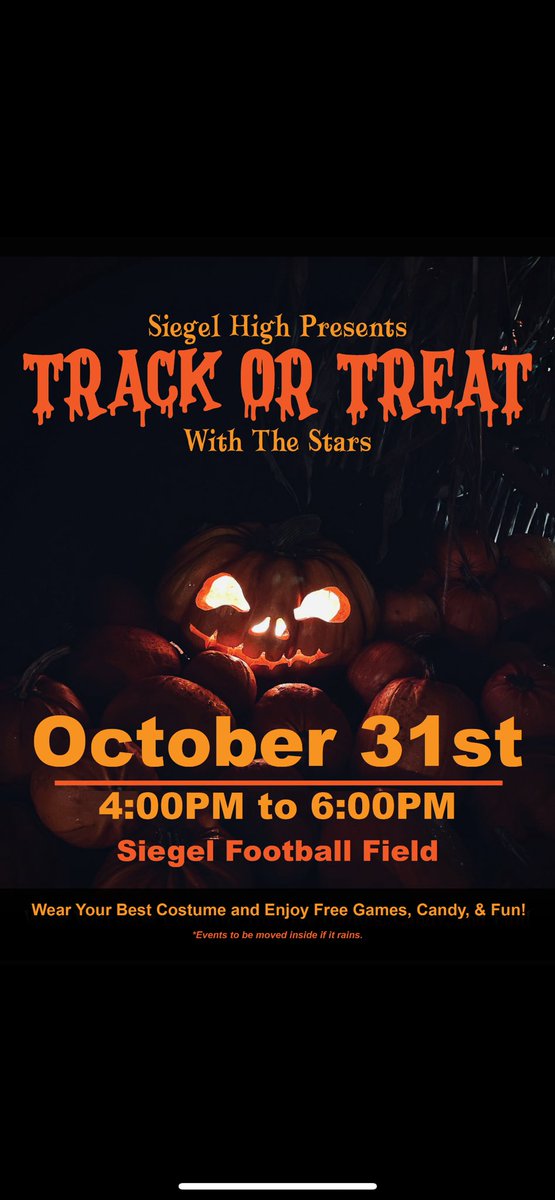 Happening tonight! We are moving our event inside! Enter by the main gym. <a href="/SiegelHighStars/">Siegel High School</a> <a href="/SiegelAthletics/">Siegel Athletics</a>