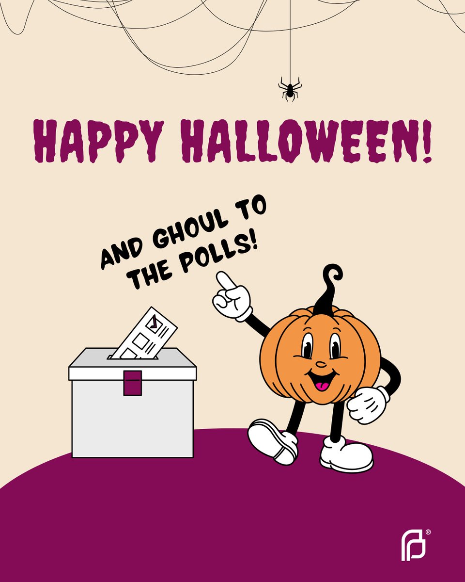 Happy Halloween! And don't forget to ghoul to the polls on or before election day to cast your ballot! 🎃🗳️🏃 

Check your registration status, find your polling place, and get answers to other voting questions at ppsne.org/vote! #Vote #Vote2024 #EarlyVoting #GOTV