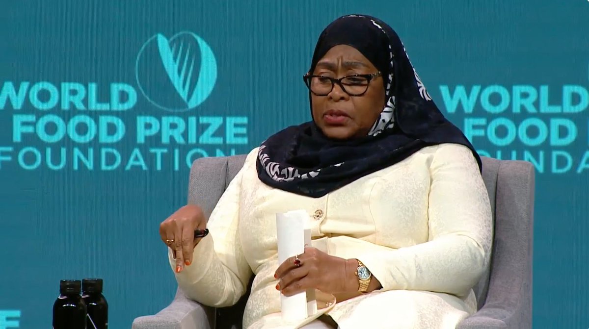AfDB_Group's tweet photo. Pres @SuluhuSamia at #FoodPrize24: We created this program in #Tanzania, “Building a Better Tomorrow for Youth,” to train youth + women in #agriculture, crop farming, livestock, fisheries + forestry.
After their training, those who are involved in crop farming are each provided with 10 acres of land. They are supported by irrigation services, extension services, mechanisation, etc. It’s about building a better tomorrow. #FeedAfrica