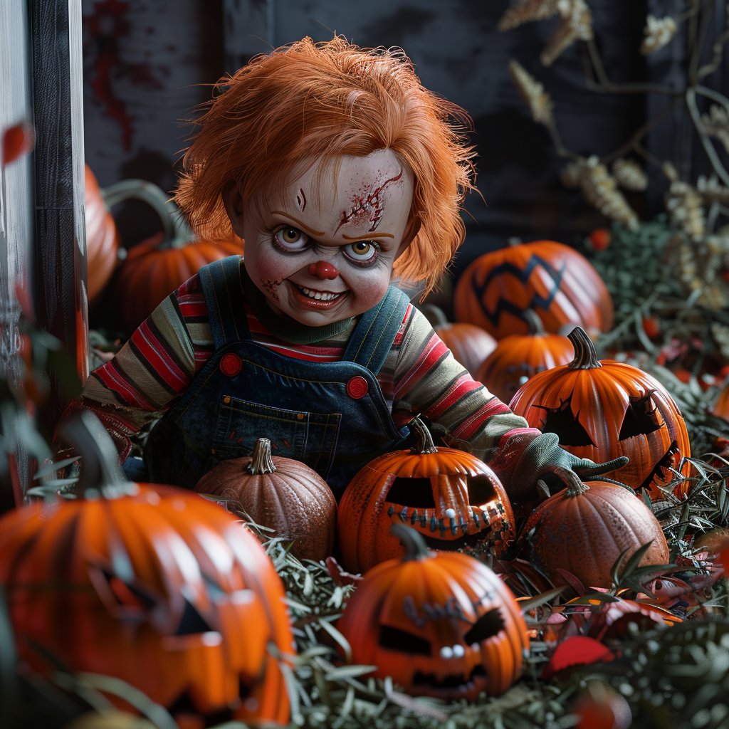 🎃 AI Artistry: Chucky Goes Pumpkin Picking 🎨
Unleash your creativity with AI-generated art that brings unexpected twists to familiar tales. Our latest masterpiece features Chucky, the infamous character from horror lore, in a surprisingly serene setting: pumpkin picking! 🎃🪓