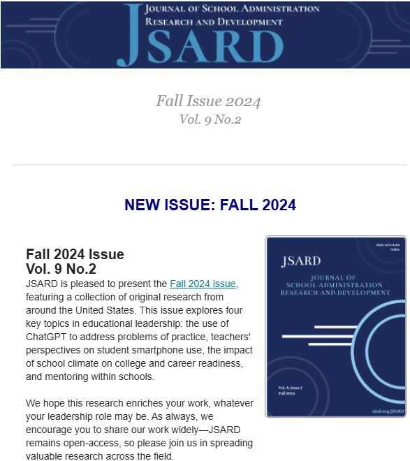 JoshKunnath's tweet image. I'm excited about the release of JSARD's Fall Issue! 

JSARD has no paywalls, so everyone can read it here👇
ojed.org/JSARD

#edchat #leadupchat #sblchat