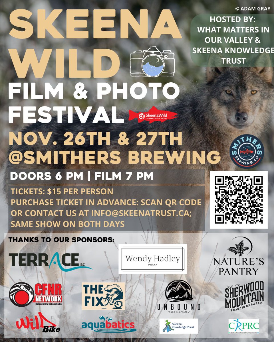 SkeenaKnowledgeTrust (@skeenatrust) on Twitter photo 🎉Exciting News🎉The SKT and <a href="/wmiov_bulkley/">What Matters In Our Valley</a> are excited to present the Skeena Wild Film Festival organized by <a href="/SkeenaWild/">SkeenaWild</a> at the Smithers Brewing Co! Get your tickets in advance by scanning the QR code on the poster. 🎉Exciting News🎉The SKT and <a href="/wmiov_bulkley/">What Matters In Our Valley</a> are excited to present the Skeena Wild Film Festival organized by <a href="/SkeenaWild/">SkeenaWild</a> at the Smithers Brewing Co! Get your tickets in advance by scanning the QR code on the poster.