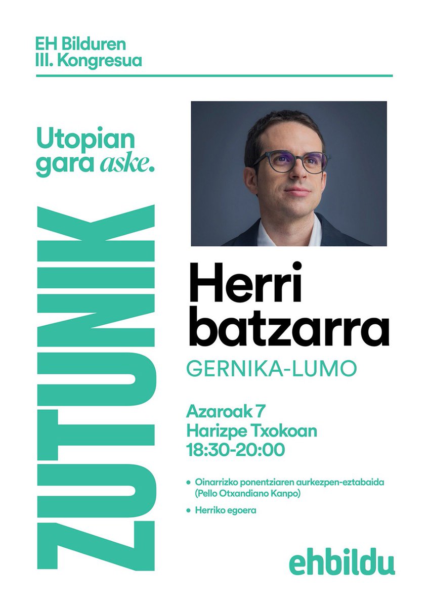 gernikehbildu's tweet photo. Datorren eguenean, azaroak 7, arratsaldeko 18:30etan, Herri batzarra egingo dogu Harizpe txokoan.

- Herriko egoeraren analisia.

- ⁠EH Bilduren III. kongresuaren oinarrizko ponentziaren aurkezpena, Pello Otxandiano Kanporen eskutik.

Gorde data eta etorri!! https://t.co/eCg9fh96OX