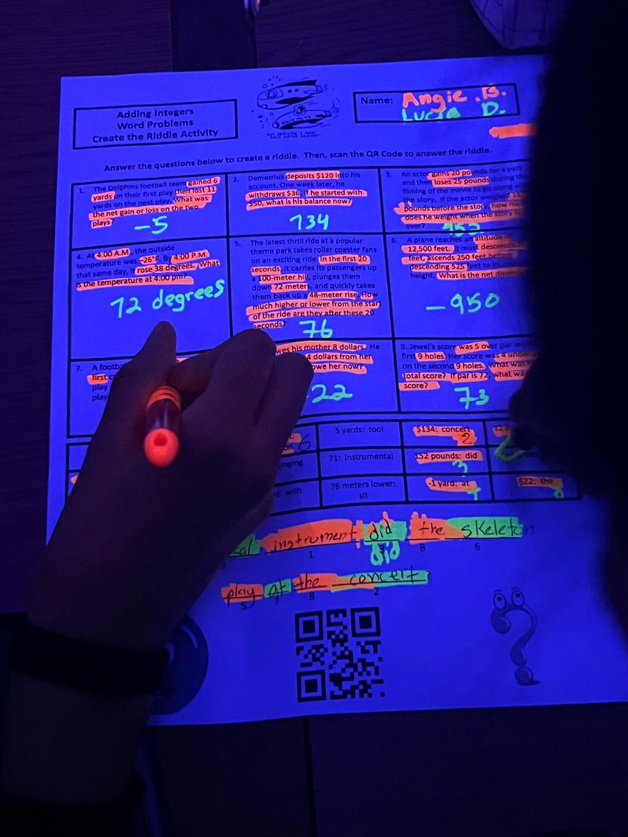 ShenandoahMS's tweet photo. How cool is this! It was a Glow Day in Ms. Sanz's math classes. They worked with highlighters and used black lights and glow in the dark items to solve problems and decorate the classroom. #SMSMath #YourBestChoiceMDCPS @MDCPS @mdcpscentral @SuptDotres @miamimagnets @MariTereMDCPS https://t.co/hF3yFjjozf