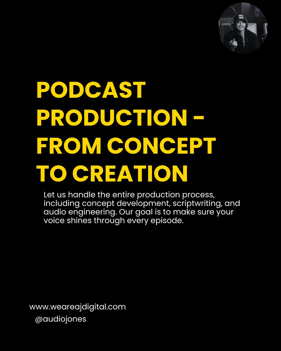 AudioJones's tweet image. Ready to take your brand to the next level? 🎙️ At AJ Digital, we cover it all:

✨ Podcast Production 
📈 Podcast Management
🚀 Digital Marketing 
📲 Content Marketing
Book a strategy call today! #AJDigital #BrandGrowth