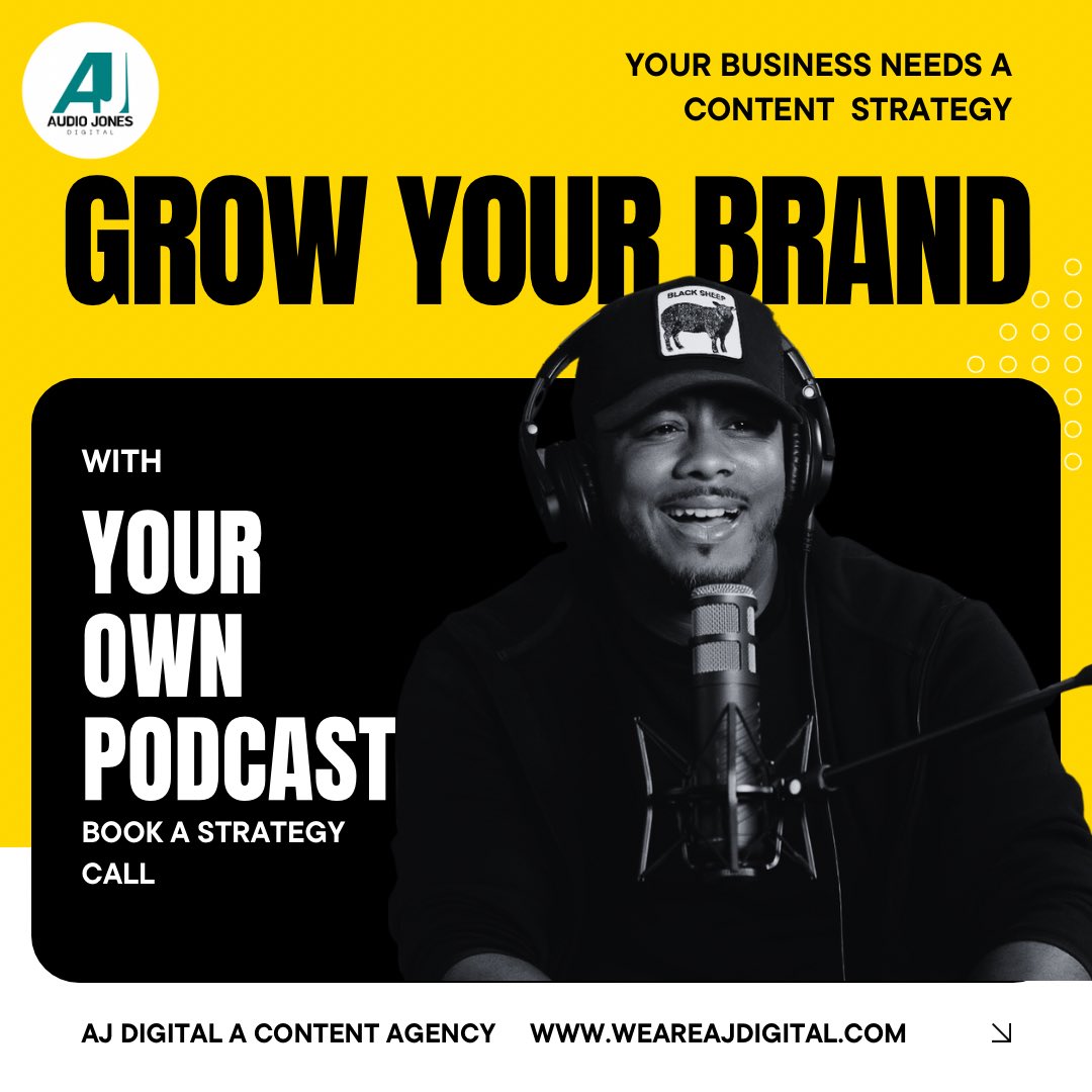 AudioJones's tweet image. Ready to take your brand to the next level? 🎙️ At AJ Digital, we cover it all:

✨ Podcast Production 
📈 Podcast Management
🚀 Digital Marketing 
📲 Content Marketing
Book a strategy call today! #AJDigital #BrandGrowth