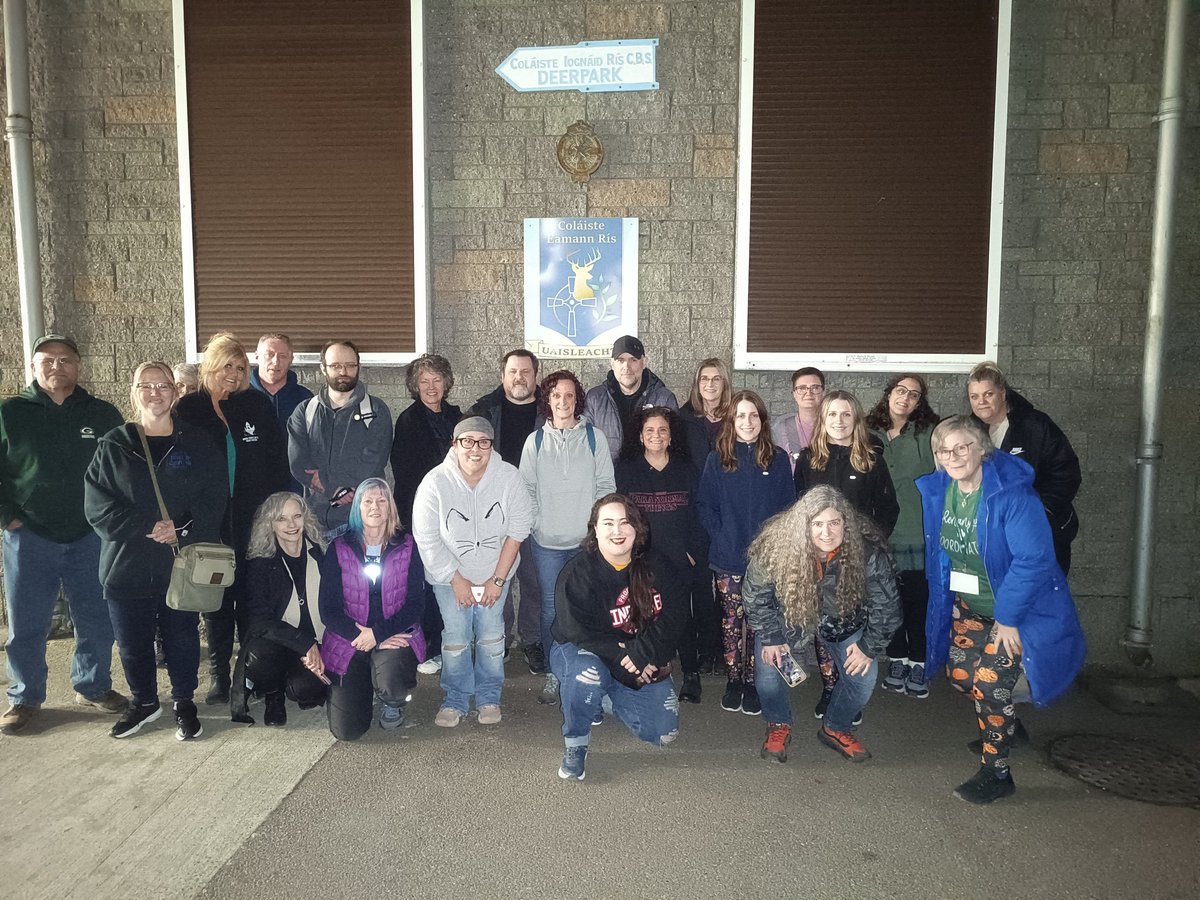 DeerparkCBS's tweet image. Happy to welcome a coach load of American paranormal investigators with @Haunt3dScotland to the school tonight. Thanks to @chrisfleming91. A paranormal Cork team will also be conducting their own investigation in our #haunted #school. #halloween #paranormal #cork #ghost