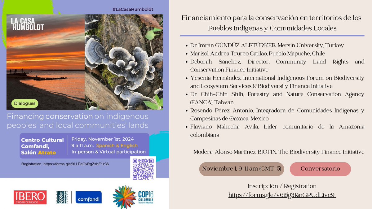 Viernes 1ero de Noviembre, 9am (Cali), 8 am (CDMX). Conversaremos sobre mecanismos financieros para la conservación de la biodiversidad... #LaCasaHumboldt
 
@ibero909
<a href="/iberocentrus/">Centrus - Transdisciplina para la Sustentabilidad</a>