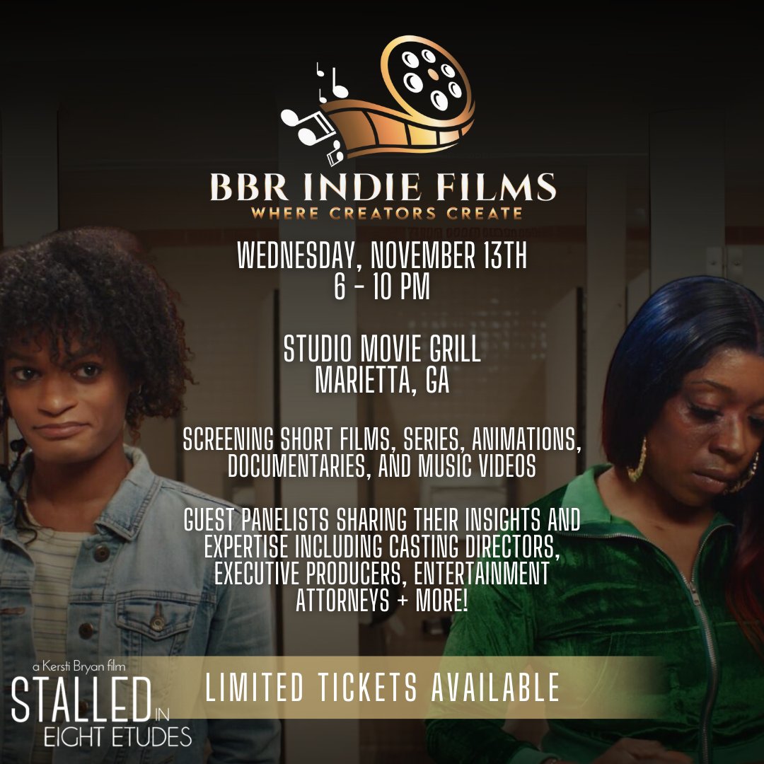 If you didn't catch the last screening of "Stalled in Eight Etudes" in Georgia, you're in luck! We're heading back to Georgia to screen at BBR Indie Films on Wednesday, November 13th from 6 PM - 10 PM. Limited tickets available — loom.ly/mDW1Mo4