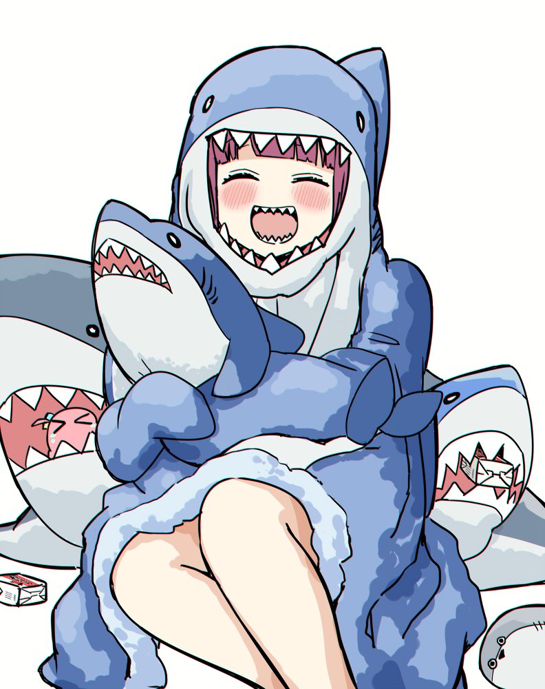 SayuriLivedB's tweet photo. "HAPPY HALLOWEEN EVERYBODY! That's right, I'm everybody's favorite marketable plushie, blahaj."

She has the perfect teeth for it... Why ARE her teeth so pointy anyway? https://t.co/B6sas3a8Lr