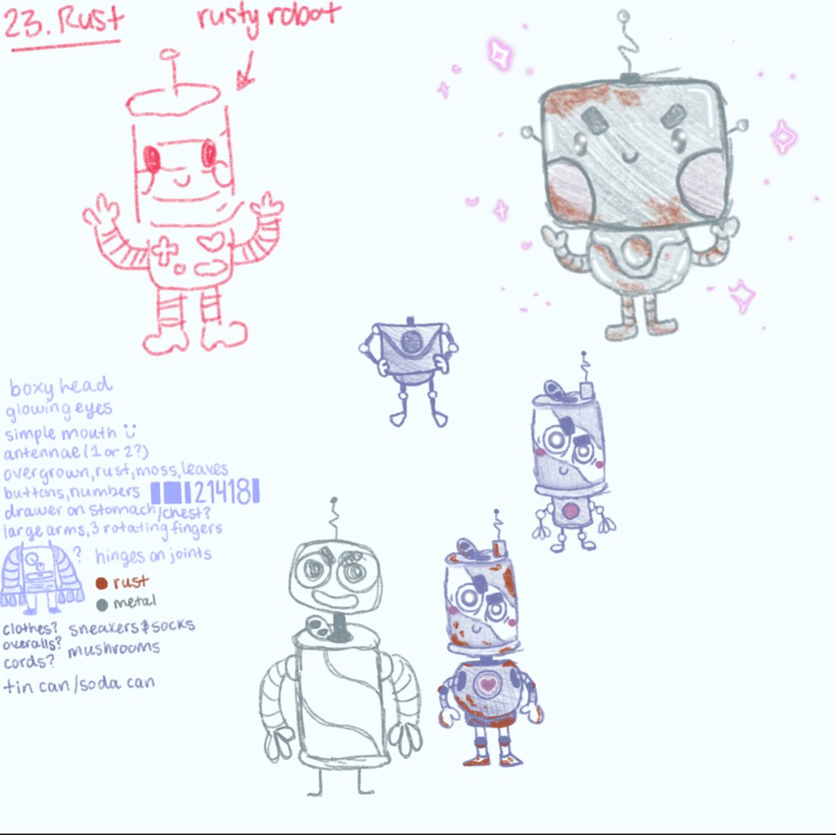 Inktober Day #23: Rust🤖
Unfortunately, this will be my final post for inktober this month. I think artist block is definitely real lol, but I’m glad I made it this far for my first time participating in inktober! I had so much fun &amp; learned a lot more about my art style as well